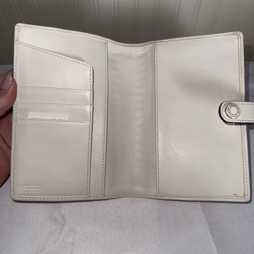 Vintage Coach Pink Canvas White Leather Planner Agenda Notebook Cover Y2K NWT - Picture 5 of 13